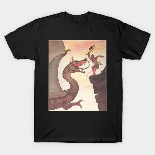 Warrior vs Dragon T-Shirt by OrcusArts